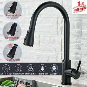 360 Kitchen Sink Mixer Taps Pull Out Spout Spray Single Lever Modern Mono Ta (Option: Pull Out Spout)